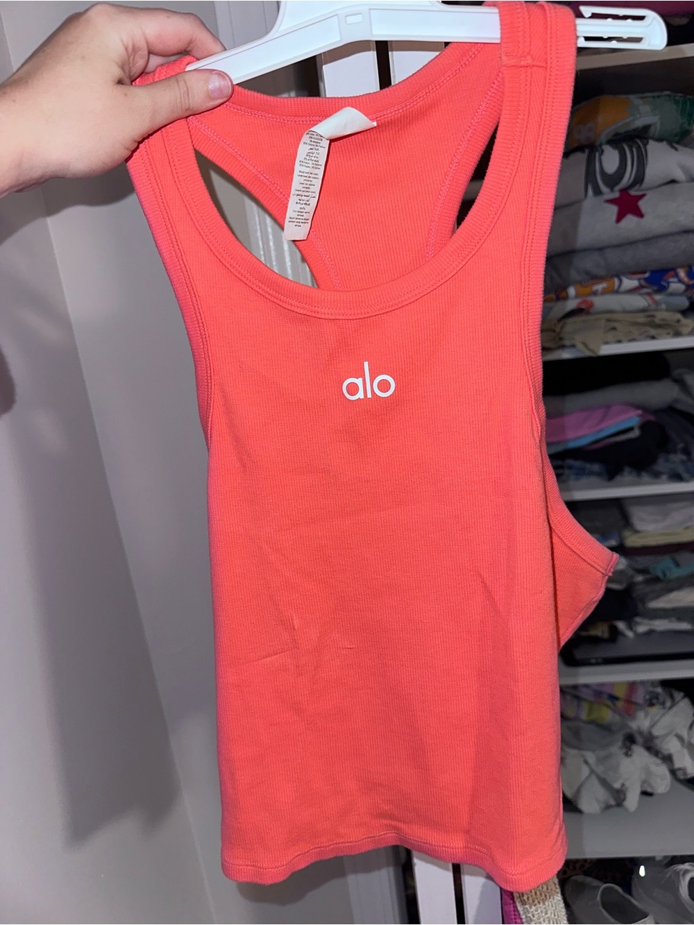 ALO Yoga Coral Ribbed Racerback Tank Top
